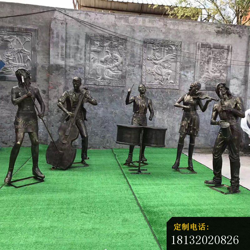 吹拉弹唱人物铜雕，公园小品铜雕_800*800