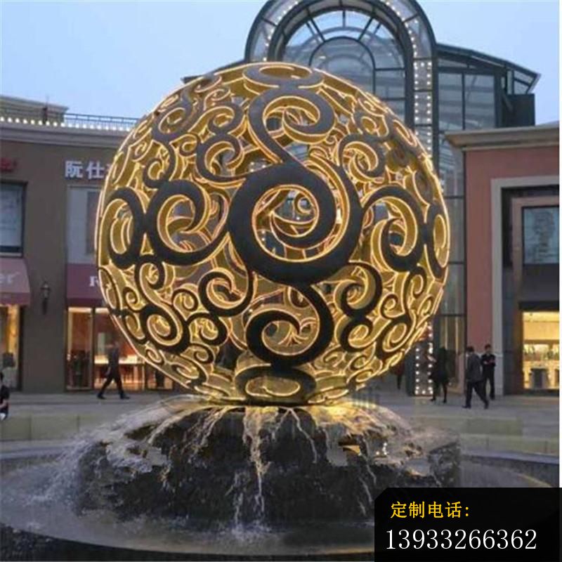 商场不锈钢发光镂空球摆件雕塑_800*800