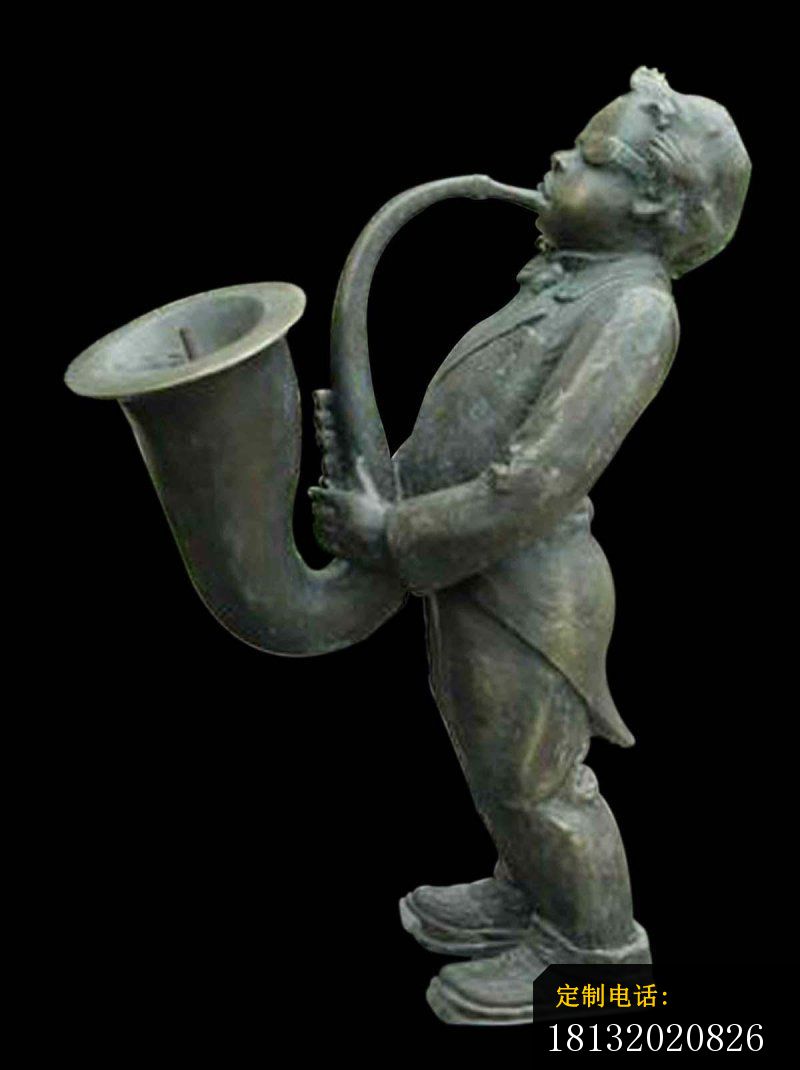 吹奏乐器的西方人物铜雕，公园人物雕塑_800*1070