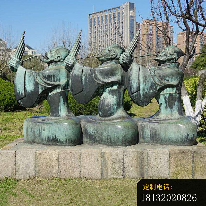 吹奏笙的抽象人物铜雕古代人物铜雕_800*800
