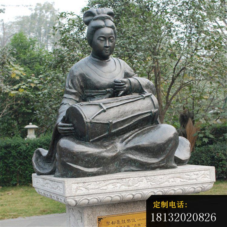打鼓的乐妓铜雕古代人物铜雕_750*750