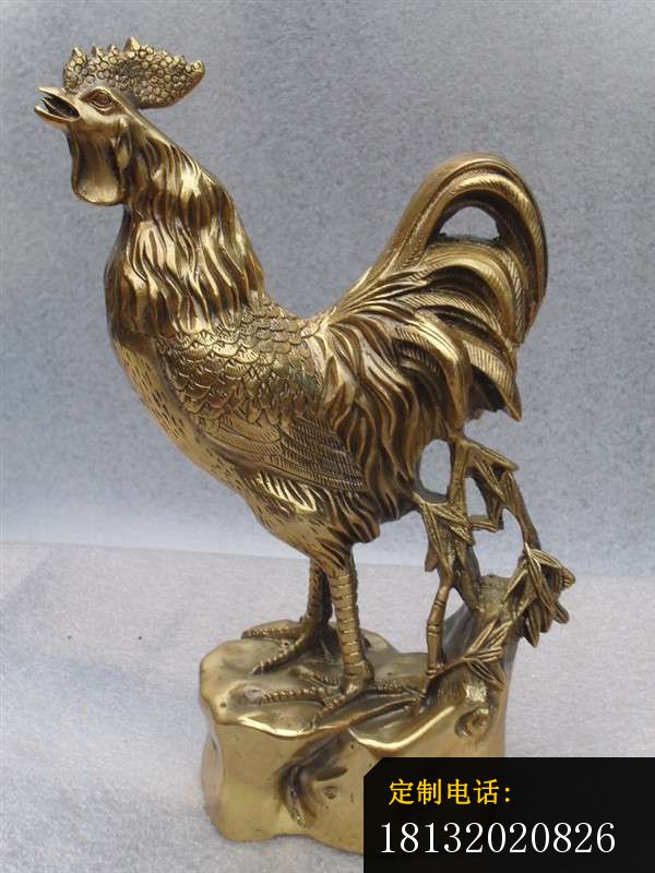 打鸣的公鸡铜雕，公园动物铜雕 (2)_600*800
