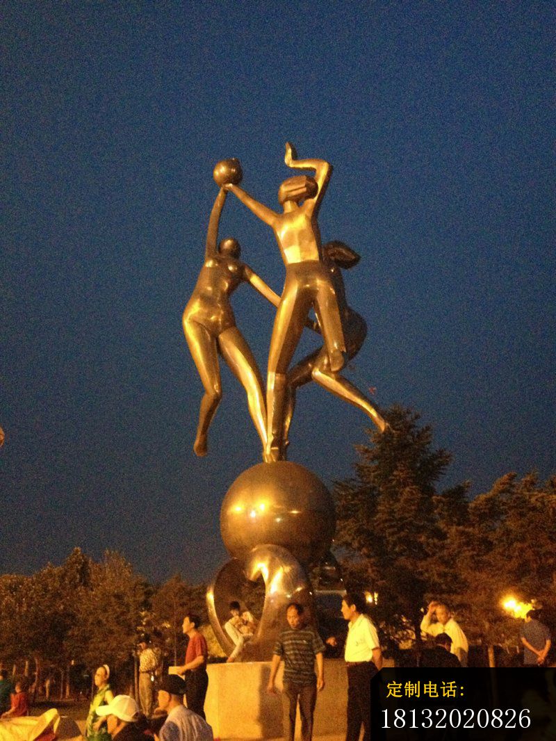 打排球的女孩铜雕，广场景观铜雕_800*1066
