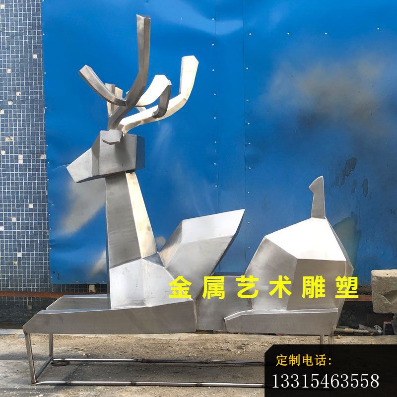 不锈钢别墅几何小鹿雕塑 (5)_800*800