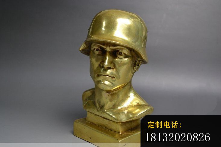戴头盔的工人头像铜雕，公园人物铜雕_733*488