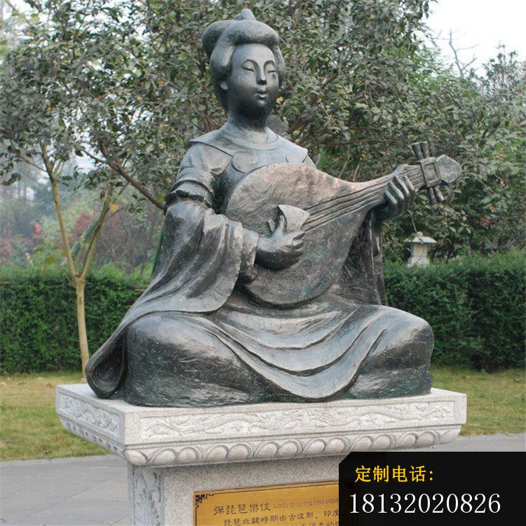 弹琵琶的乐妓铜雕古代人物铜雕_750*750