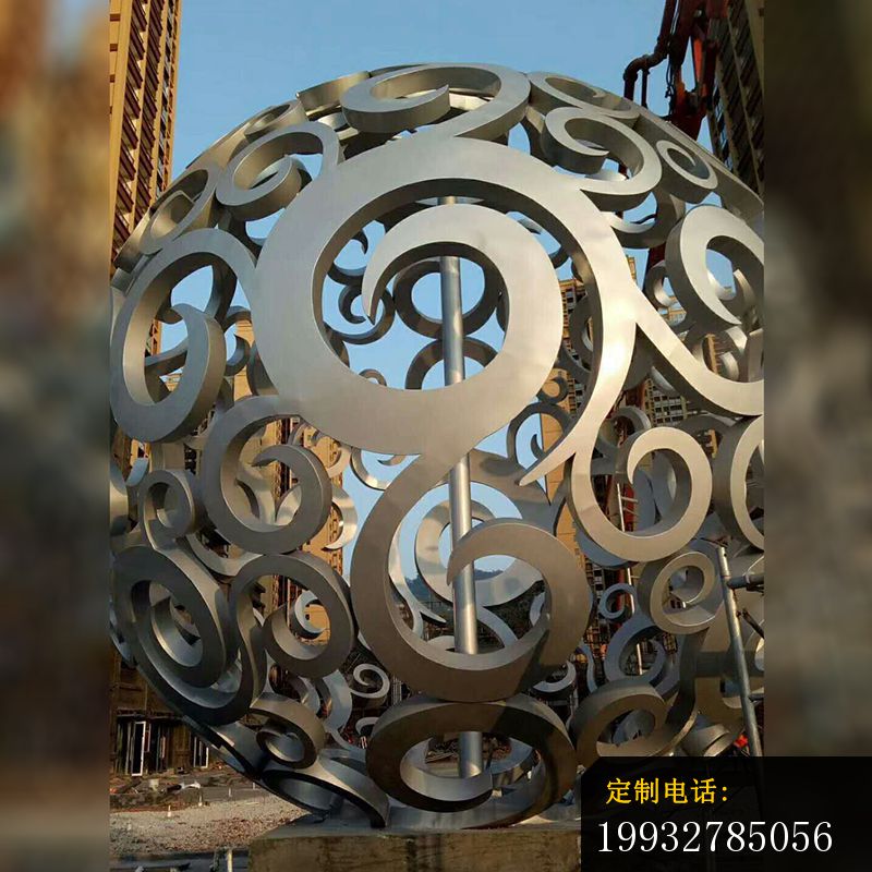 不锈钢镂空球雕塑，小区景观雕塑_800*800