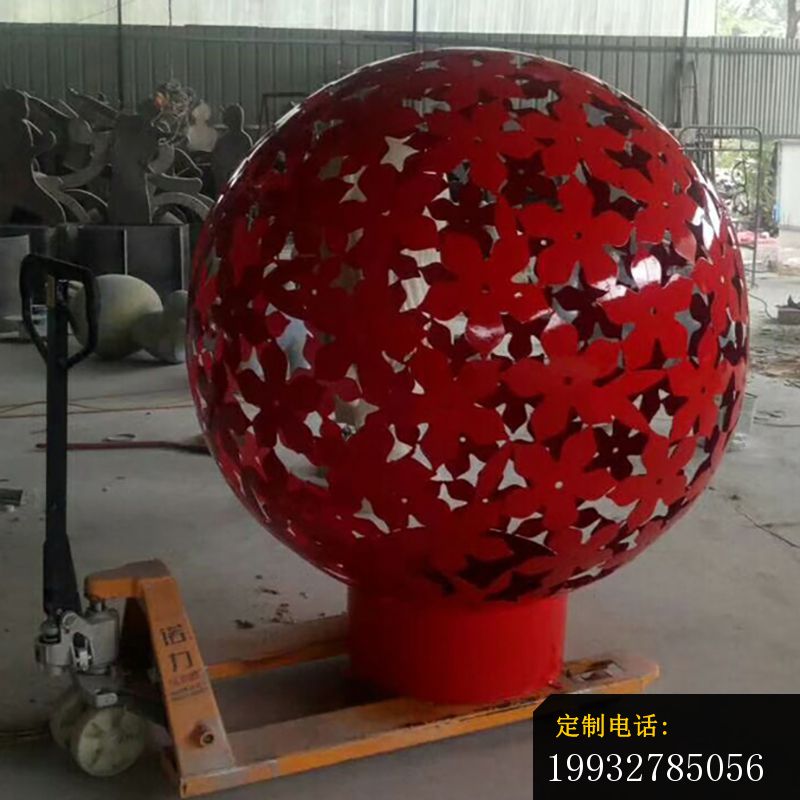 不锈钢镂空圆花球摆件雕塑，广场景观不锈钢雕塑_800*800
