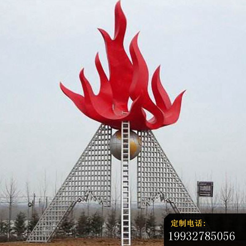 不锈钢圣火之球  企业景观雕塑 (1)_800*800