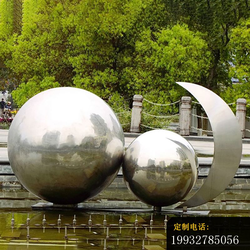 不锈钢月牙球抽象  广场景观雕塑_800*800
