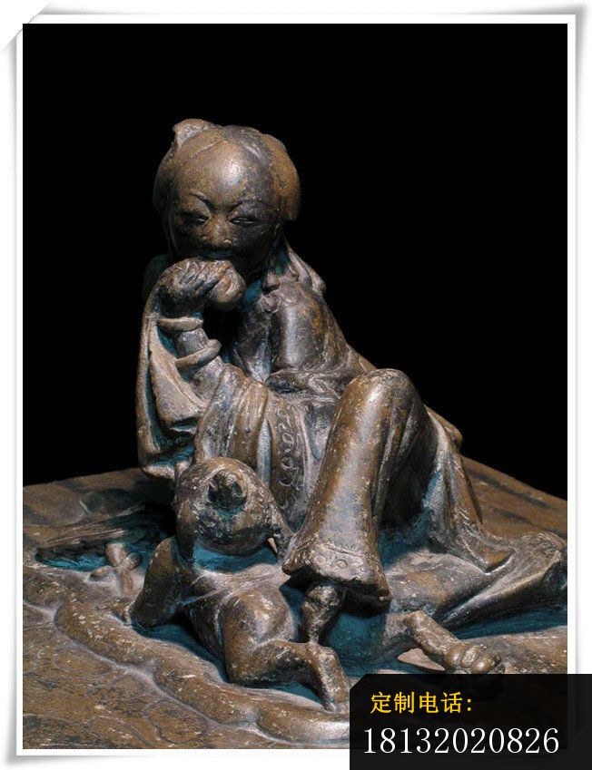 古代母子铜雕，公园小品铜雕_652*849