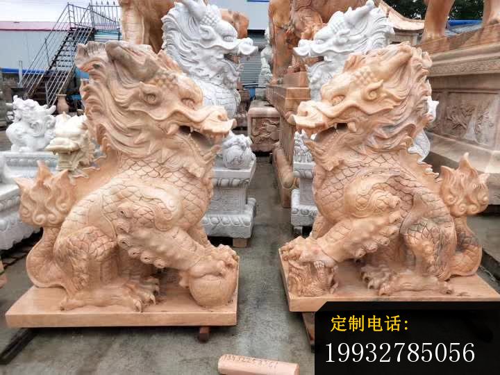 晚霞红神兽麒麟雕塑 (2)_720*540
