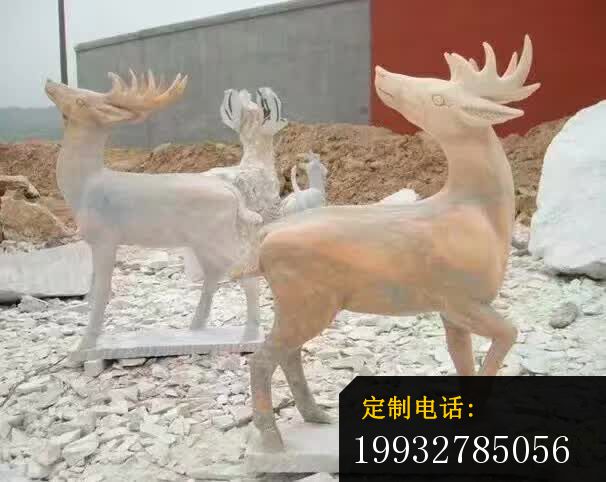 晚霞红石雕鹿_606*482
