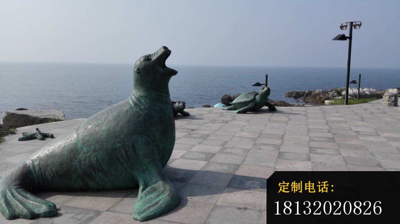 海豹铜雕，海边景观雕塑_800*449