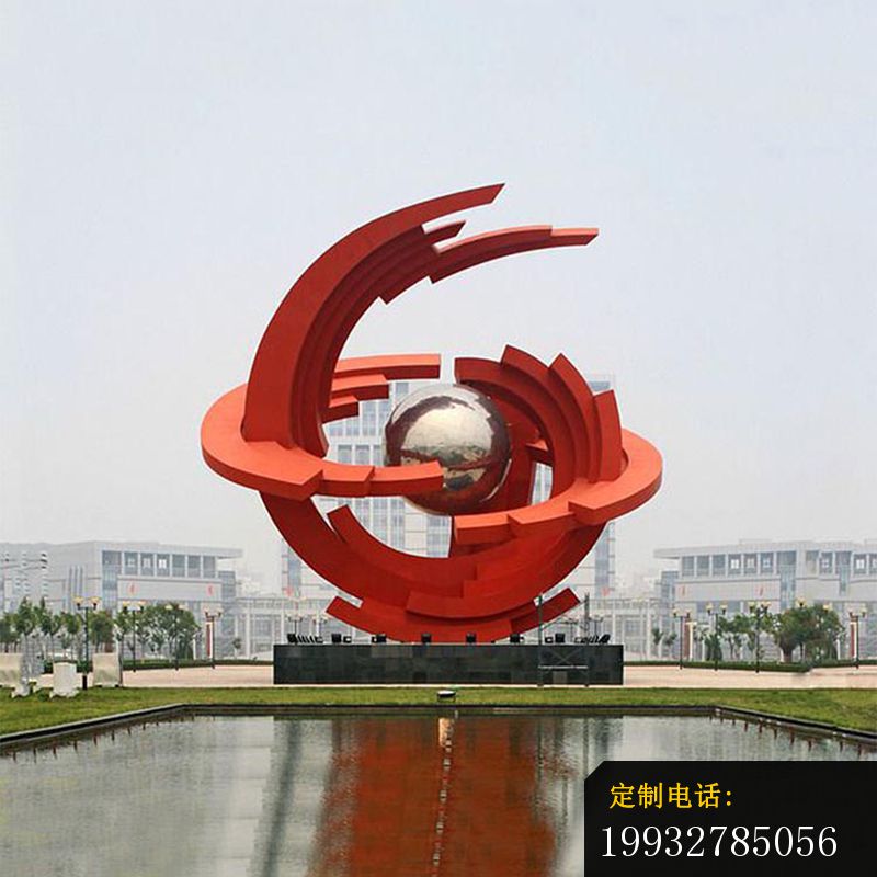 红色球造型景观雕塑，不锈钢雕塑_800*800