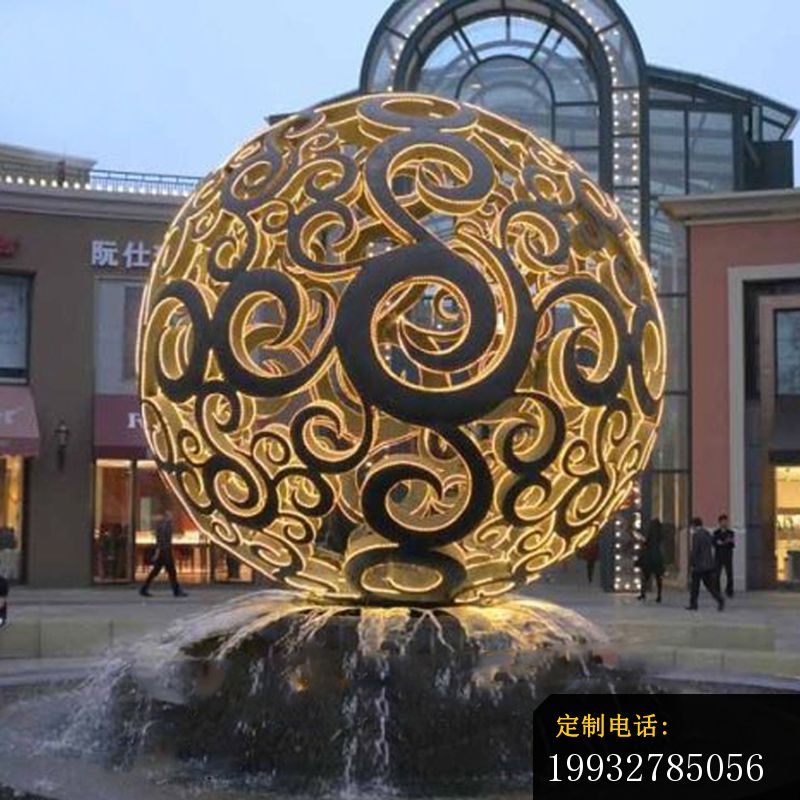 商场景观摆件，不锈钢镂空球雕塑_800*800
