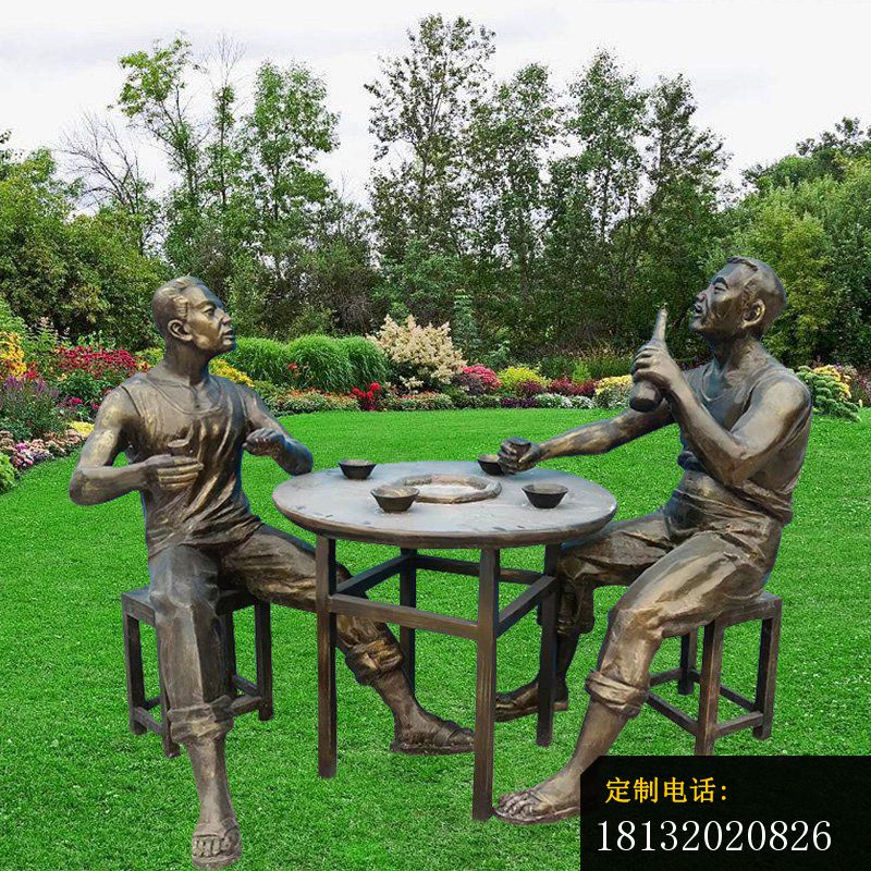喝酒吃火锅人物铜雕公园小品铜雕_800*800