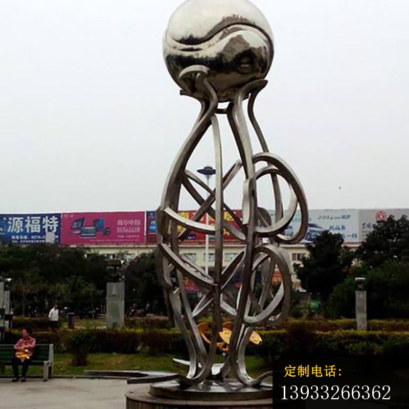 广场不锈钢花瓶顶球抽象雕塑_800*800