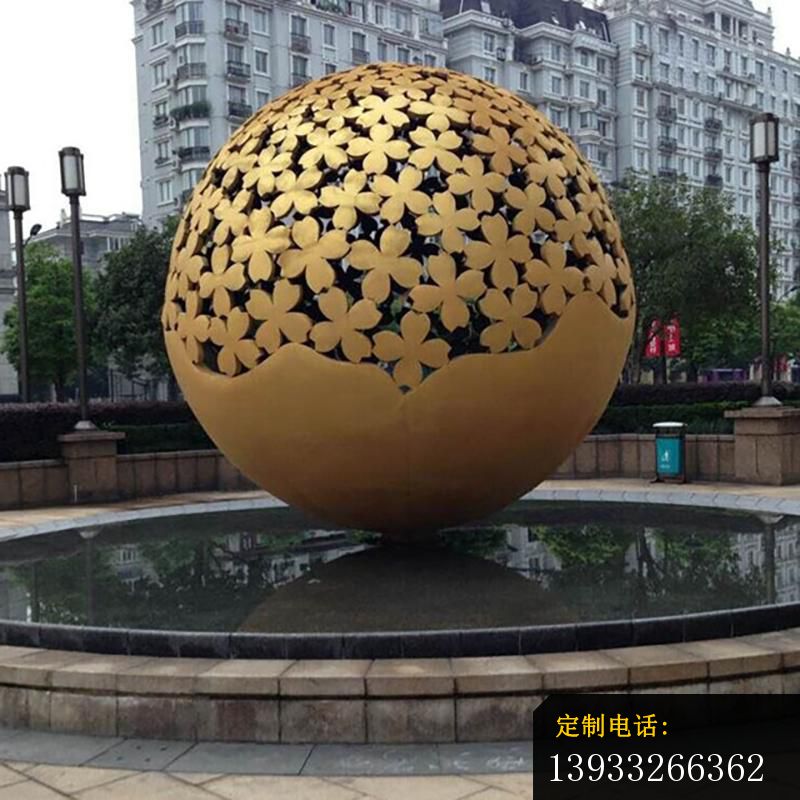 广场不锈钢花型空缕球景观雕塑_800*800