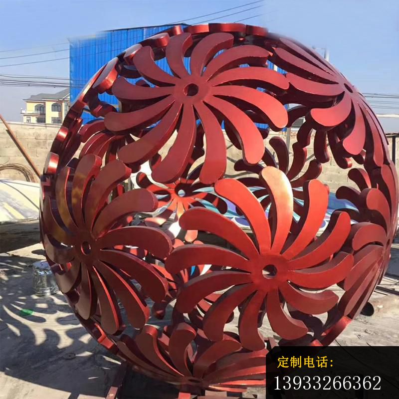 广场不锈钢花型空缕球景观雕塑_800*800