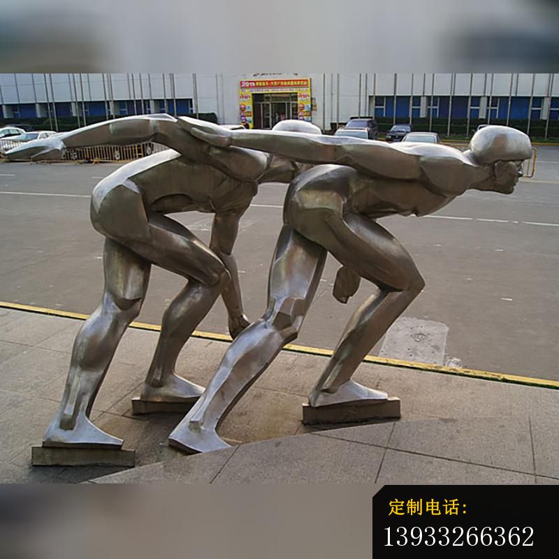 公园不锈钢滑冰人物景观雕塑_800*800