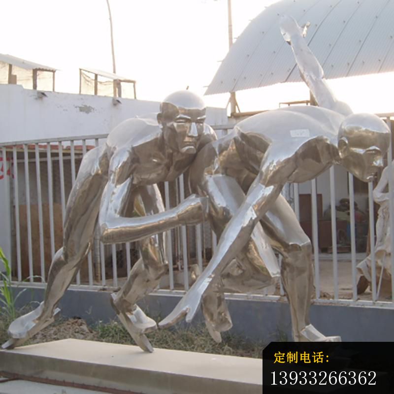公园不锈钢滑冰人物景观雕塑_800*800