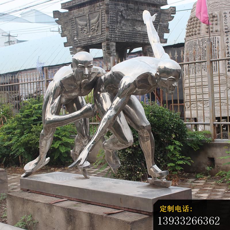 公园不锈钢滑冰运动人物雕塑_800*800
