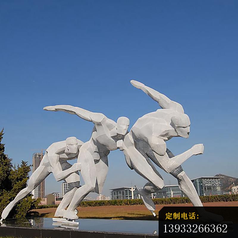 广场不锈钢滑冰运动人物景观雕塑_800*800
