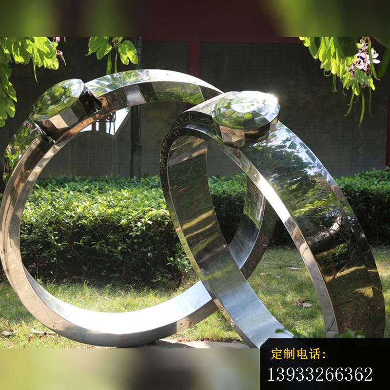 公园不锈钢婚戒景观标志雕塑_800*800