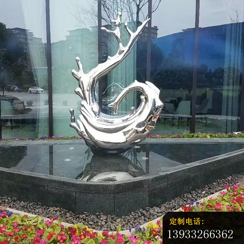 企业不锈钢火苗抽象标志雕塑_800*800