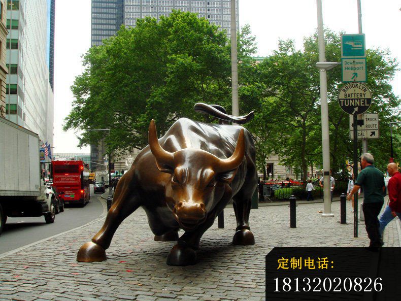 华尔街铜牛雕塑，街边动物铜雕_790*593