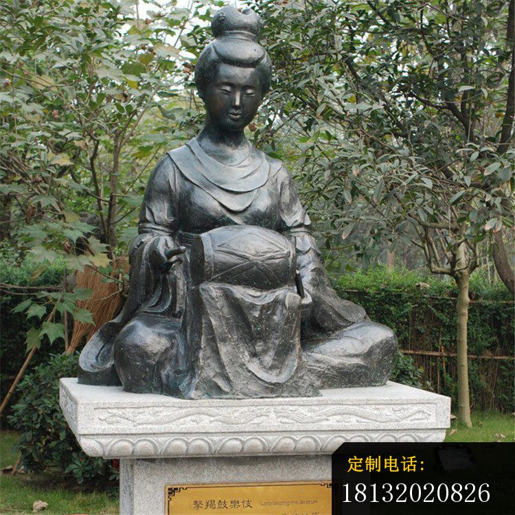 击羯鼓的乐妓铜雕古代人物铜雕_750*750