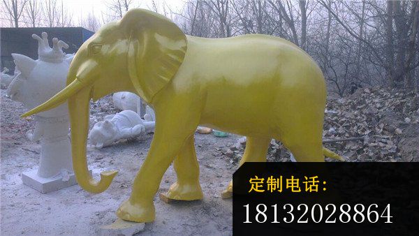 仿铜大象雕塑公园玻璃钢动物雕塑_600*338