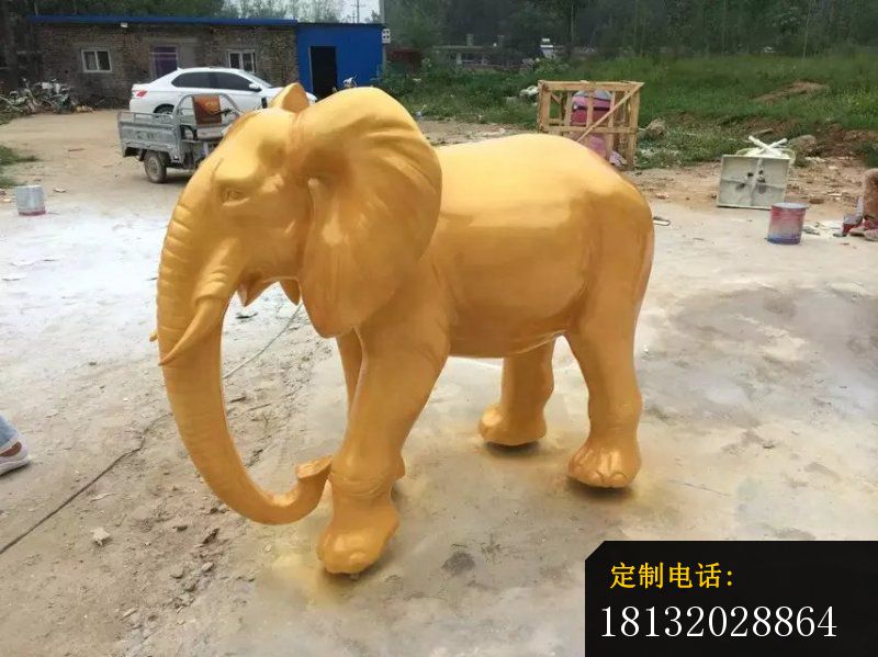 仿铜大象雕塑玻璃钢动物雕塑 (2)_800*599