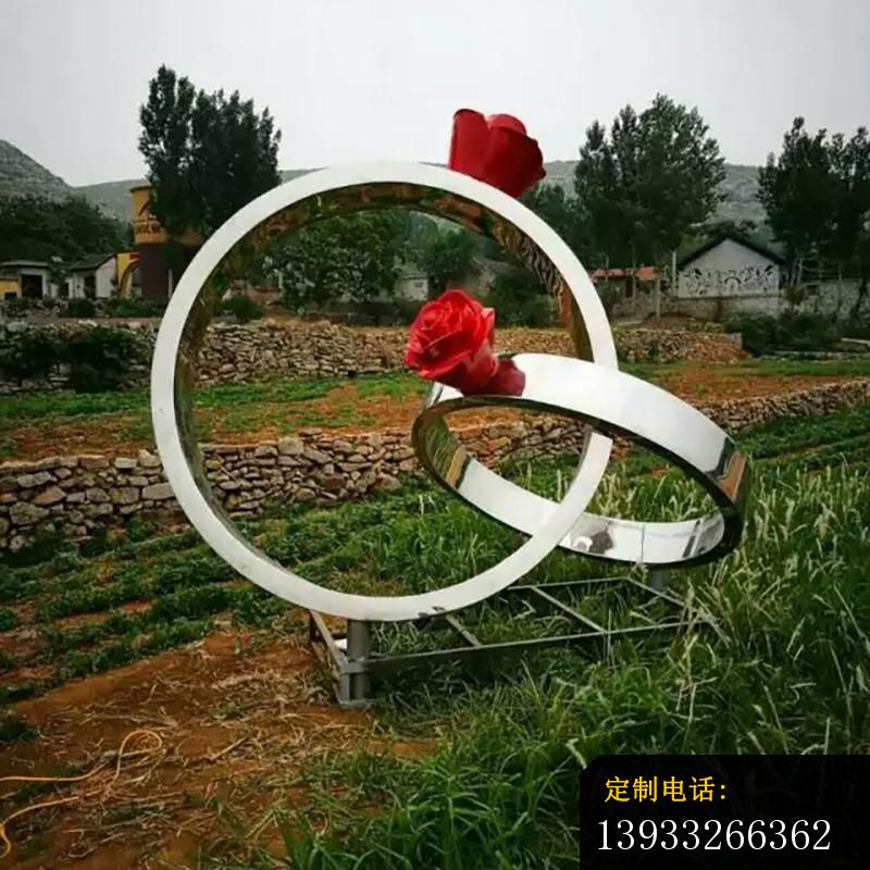 广场不锈钢戒指摆件雕塑_800*800