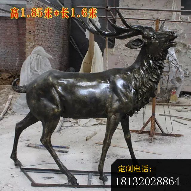 仿铜鹿雕塑玻璃钢动物雕塑_640*640
