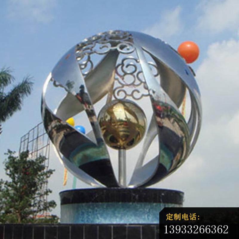 广场不锈钢镜面圆球抽象雕塑_800*800