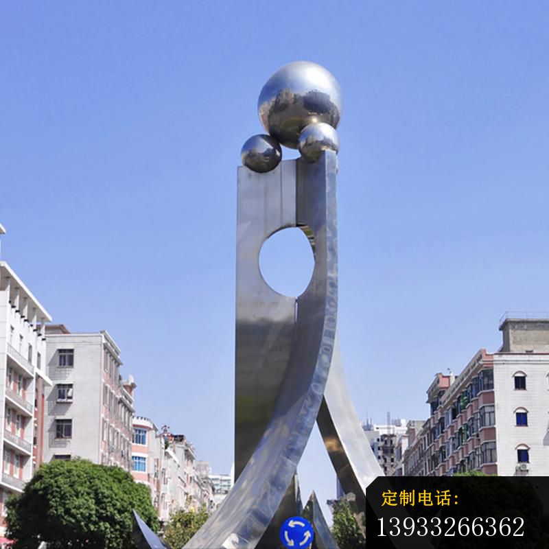 公园不锈钢空心抽象标志雕塑_800*800