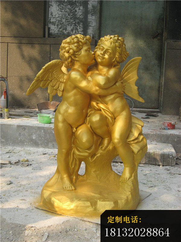 仿铜小天使雕塑玻璃钢人物雕塑_600*800