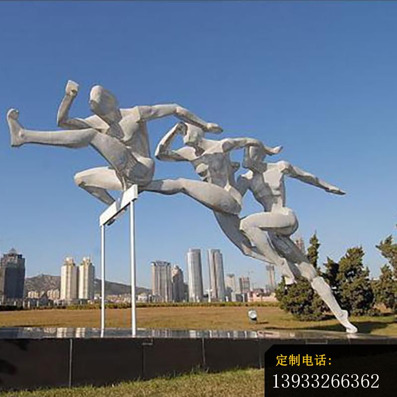 公园不锈钢跨栏运动人物雕塑_800*800