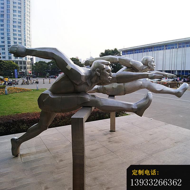 公园不锈钢跨栏运动人物雕塑_800*800
