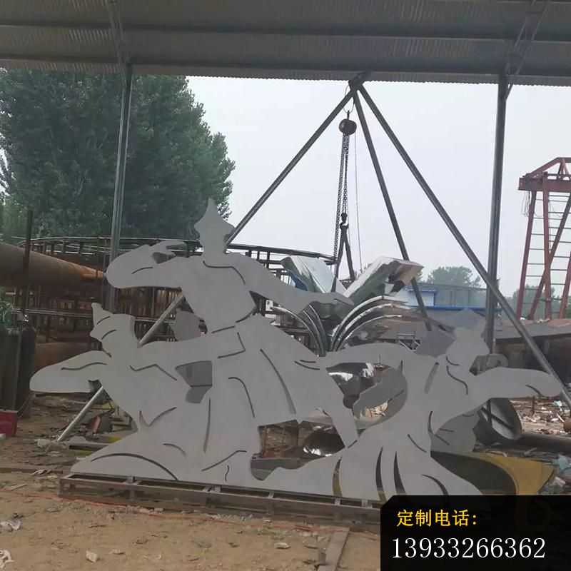 不锈钢蒙古族跳舞人物景观雕塑_800*800