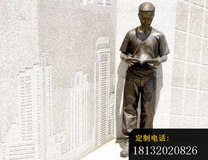 看书的学生铜雕，校园人物铜雕_700*540