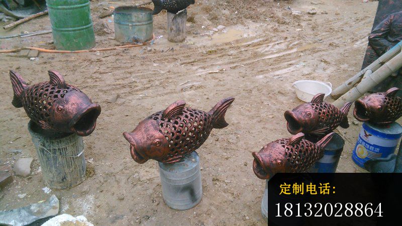 金鱼铜雕小区景观动物雕塑 (2)_800*450