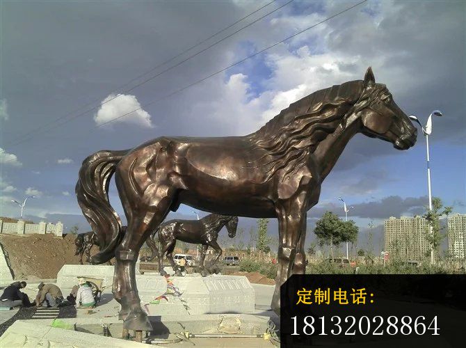 骏马铜雕公园广场铜马雕塑 (1)_670*500