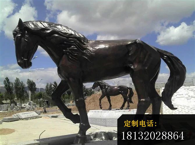 骏马铜雕公园广场铜马雕塑 (2)_670*500