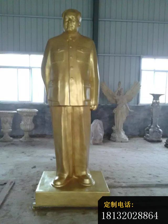毛主席雕塑玻璃钢仿铜人物雕塑 (3)_640*853