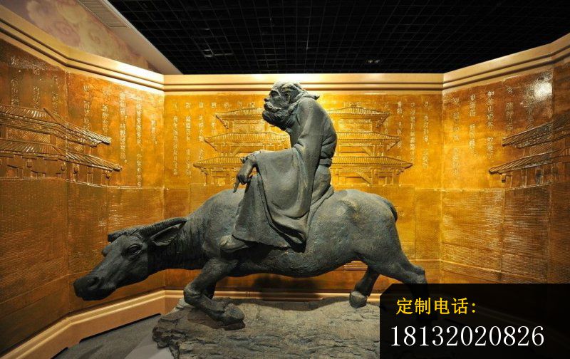 老子骑牛铜雕，古代名人铜雕_800*504