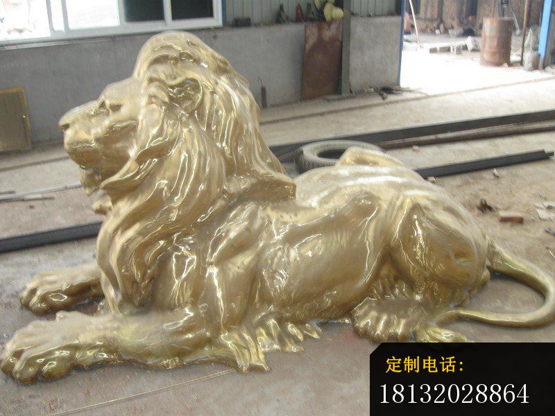 趴着的狮子铜雕西洋狮子雕塑 (7)_800*600