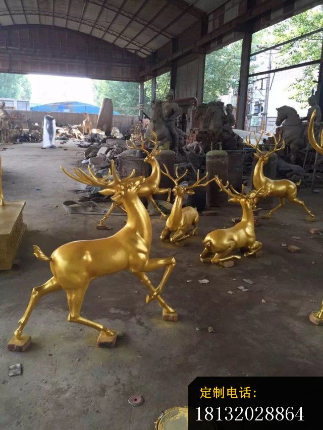 喷漆小鹿雕塑公园动物铜雕 (1)_640*853